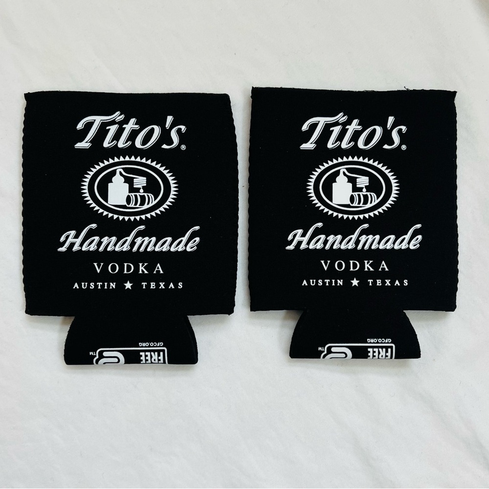 NEW Tito's Beer Can/Bottle Holder Koozie Set Of 2 Handmade Vodka Austin Texas